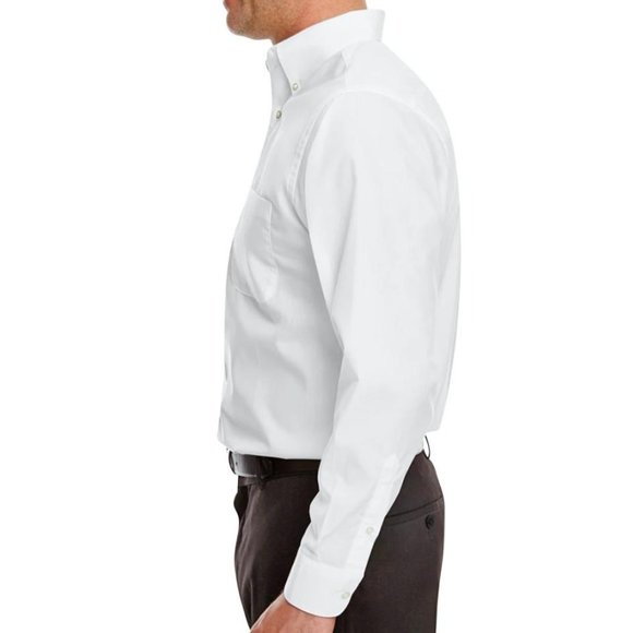 White Performance Poplin Men's Collard Long Sleeve *New Item* - Picture 3 of 3